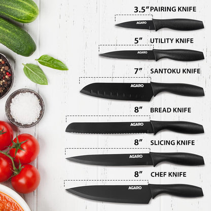 AGARO Royal 6 Pcs Kitchen Knife Set with Cover | High Carbon Stainless Steel Professional Chef Knives for Home & Restaurant Use 🔪✨