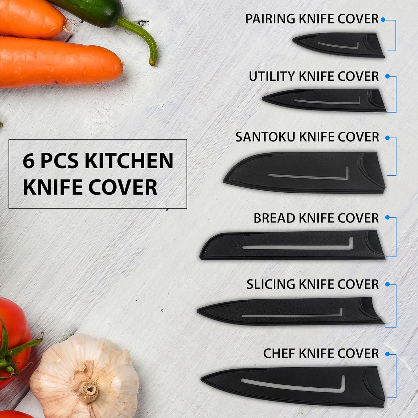 AGARO Royal 6 Pcs Kitchen Knife Set with Cover | High Carbon Stainless Steel Professional Chef Knives for Home & Restaurant Use 🔪✨