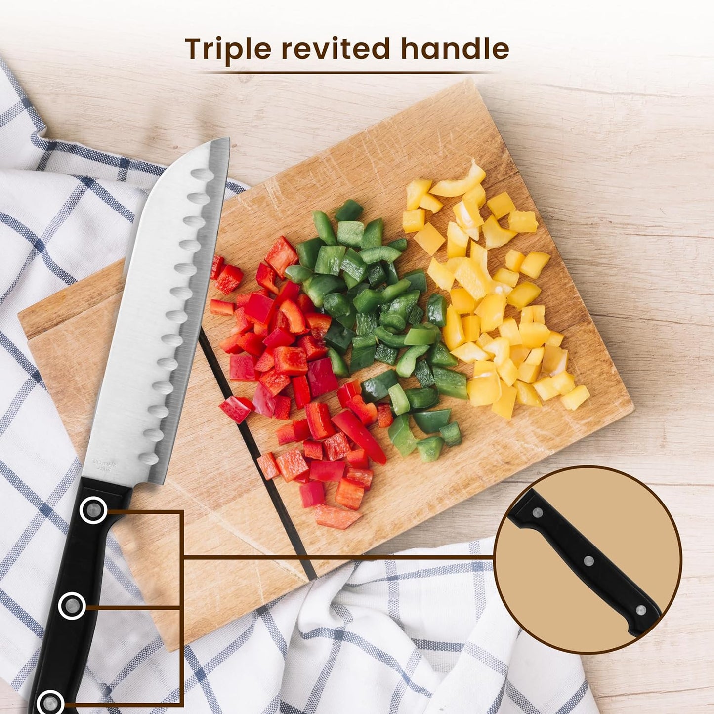 AGARO Galaxy 6 Pcs Kitchen Knife Set with Wooden Case | High Carbon Stainless Steel Knives & Scissor for Home & Restaurant Use 🔪✨
