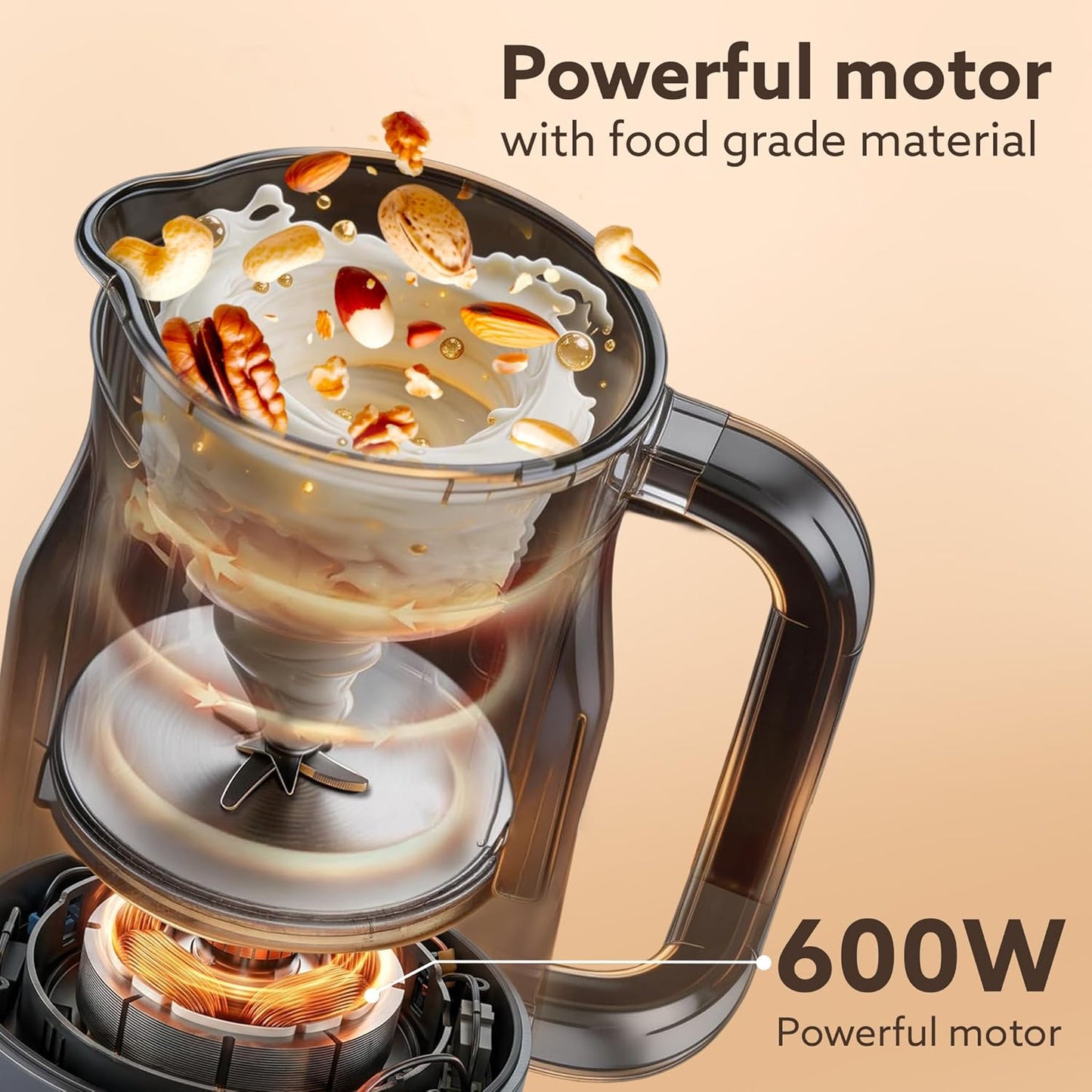 AGARO Regency Automatic Nut Milk Maker | Vegan Milk Machine for Almond, Soya & Oat Milk | Multifunction Stainless Steel Maker with Boil, Juice & Cereal Functions | 600ml (Black)