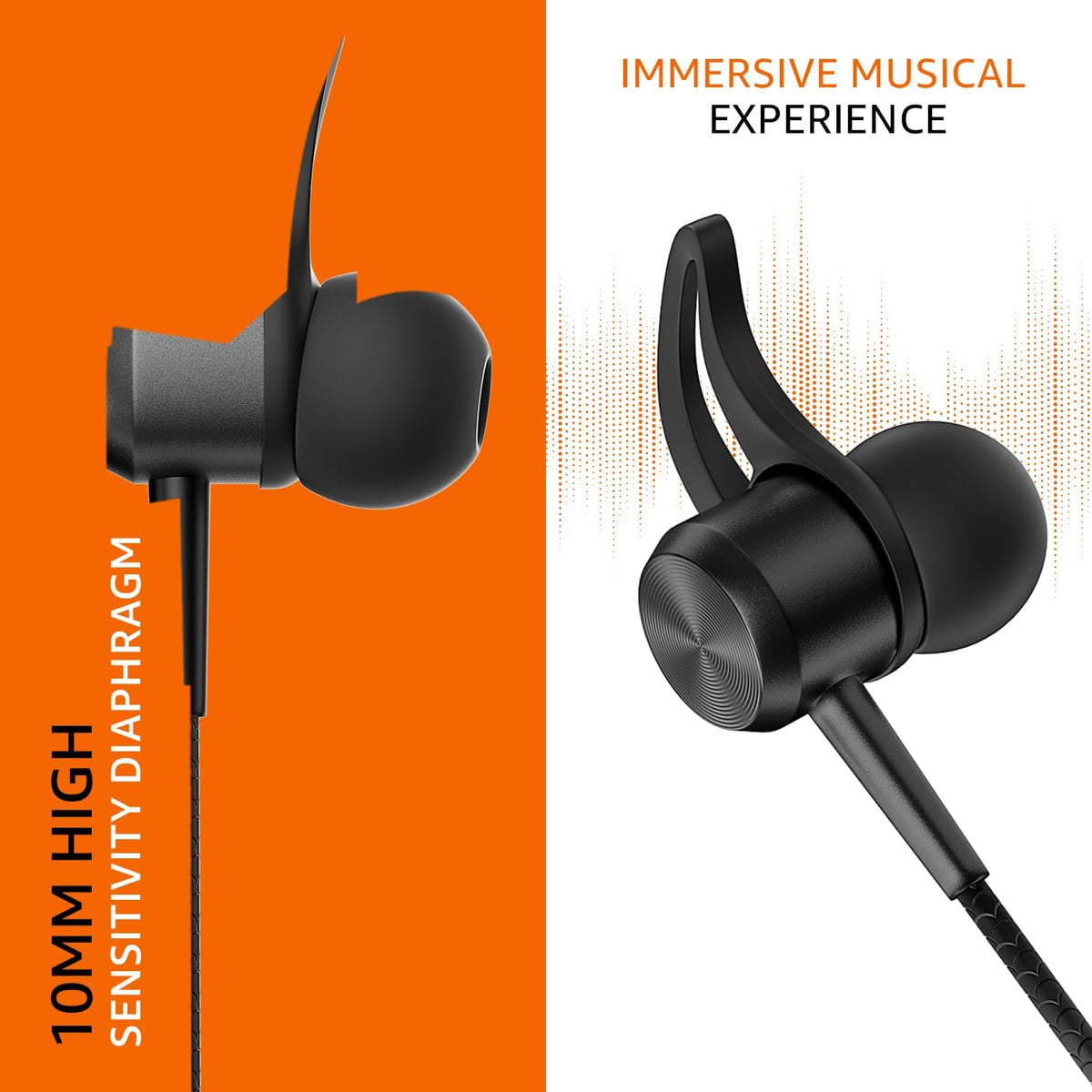 Amazon Basics Wireless Bluetooth Neckband Earphones with 65H Playtime, 800mAh Battery, Bluetooth 5.0, ENC Noise Cancellation, Voice Assistant, Magnetic Earbuds, IPX4 Water Resistant – Black