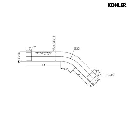 KOHLER Complementary Shower Arm with Escutcheon 99054IN-CP | Premium Chrome Finish Shower Head Extension Arm for Bathroom | Corrosion Resistant Wall Mounted Shower Arm