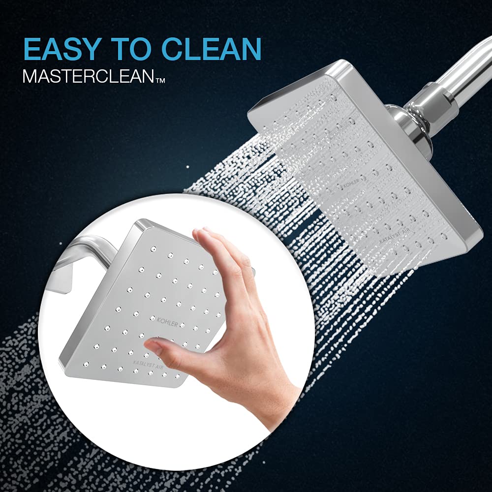 KOHLER Parallel Square Showerhead with Shower Arm – Premium Chrome Finish Rain Shower