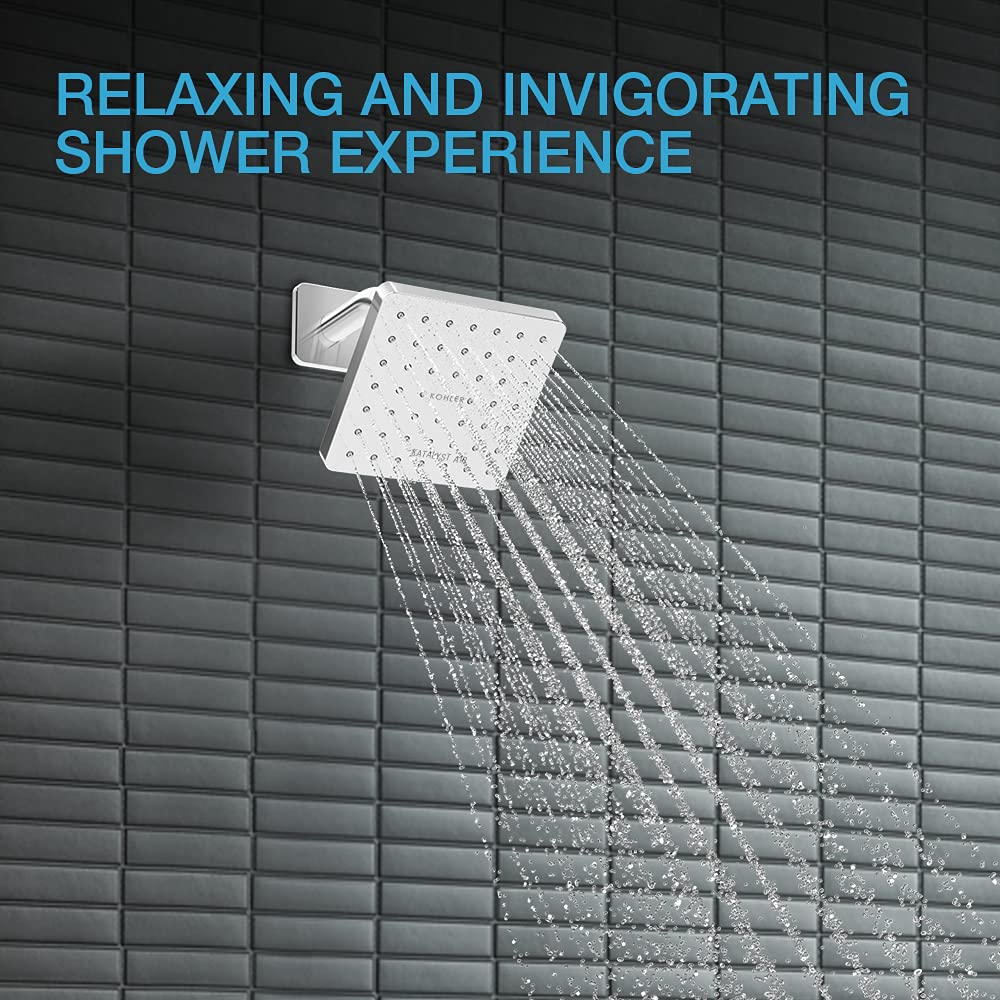 KOHLER Parallel Square Showerhead with Shower Arm – Premium Chrome Finish Rain Shower