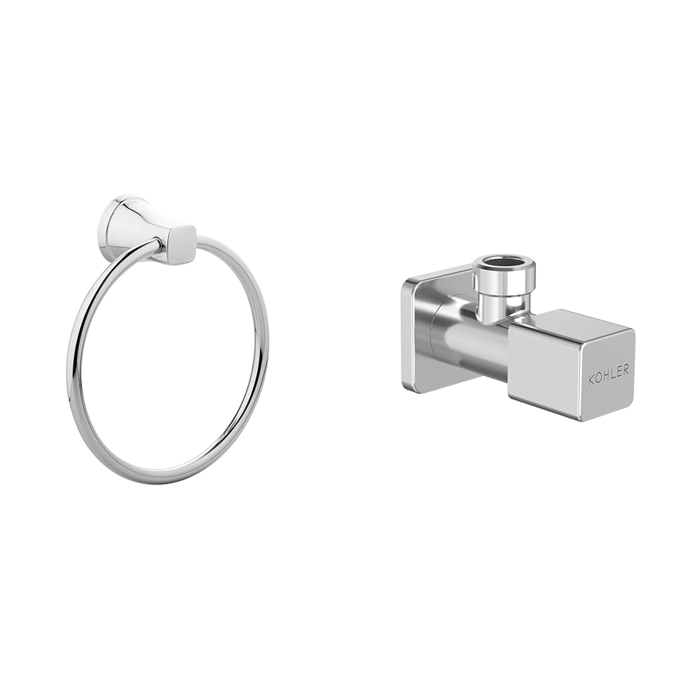 KOHLER Complementary Towel & Napkin Hanger | Premium Chrome Finish Wall Mounted Holder for Bathroom & Kitchen | Corrosion Resistant Silver Towel Rack