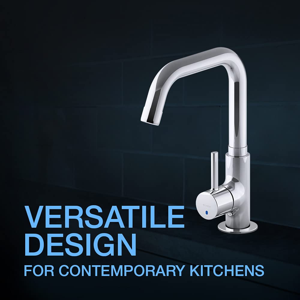 KOHLER Cuff Deck-Mount Single Handle Kitchen Faucet | Premium Cold-Only Kitchen Tap with Swivel Spout | Modern Chrome Finish Sink Faucet for Easy Reach