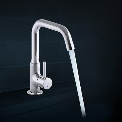 KOHLER Cuff Deck-Mount Single Handle Kitchen Faucet | Premium Cold-Only Kitchen Tap with Swivel Spout | Modern Chrome Finish Sink Faucet for Easy Reach