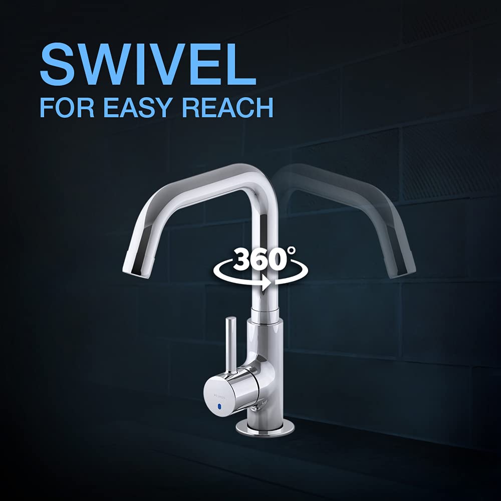 KOHLER Cuff Deck-Mount Single Handle Kitchen Faucet | Premium Cold-Only Kitchen Tap with Swivel Spout | Modern Chrome Finish Sink Faucet for Easy Reach
