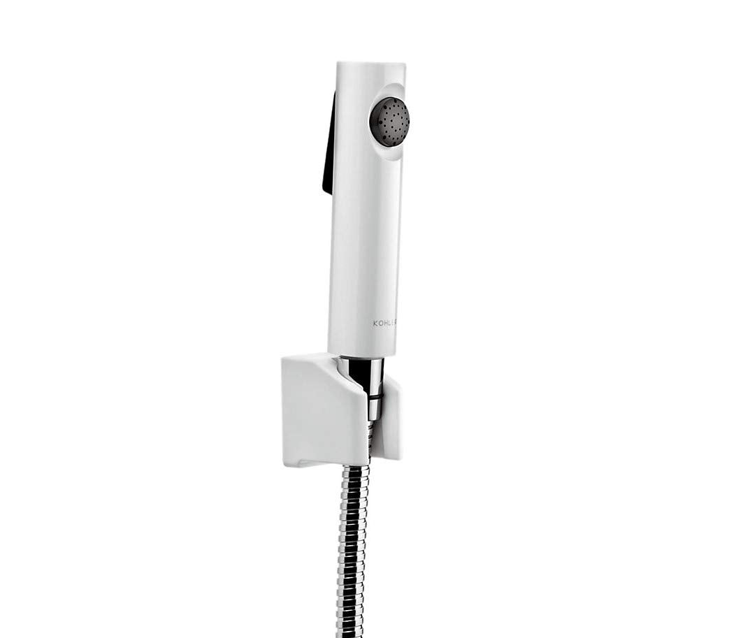 KOHLER Cuff Health Faucet for Bathroom | Premium Toilet Jet Spray with White Body & Black Accents | Modern Handheld Bidet Spray for Hygienic Cleaning