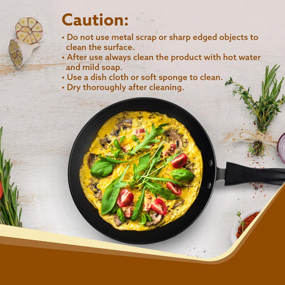 AGARO Elite Hard Anodised Taper Frying Pan 24 cm (1.5L) | 4mm Thick Base | Gas Compatible | Durable Non-Stick Performance with Riveted Handle (Black)
