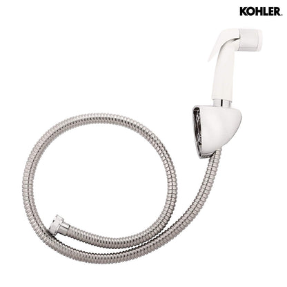 KOHLER Cuff Health Faucet for Bathroom | Premium Toilet Jet Spray with White Body & Black Accents | Modern Handheld Bidet Spray for Hygienic Cleaning