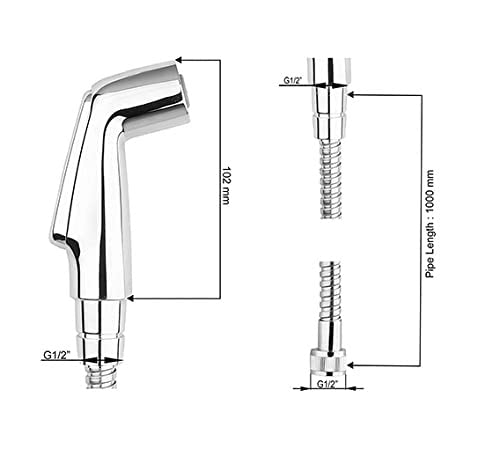 KOHLER Deco Health Faucet with Flexible Metal Hose & Holder | Premium Toilet Jet Spray for High Water Pressure | Polished Chrome Bathroom Bidet Sprayer |