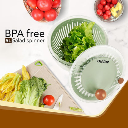 AGARO Elite Salad Spinner 5L | Vegetable Cleaner & Dryer | Removes Excess Water & Pesticides | BPA Free Food-Grade Plastic 🥗✨AGARO Elite Salad Spinner 5L | Vegetable Cleaner & Dryer | Removes Excess Water & Pesticides | BPA Free Food-Grade Plastic 🥗✨