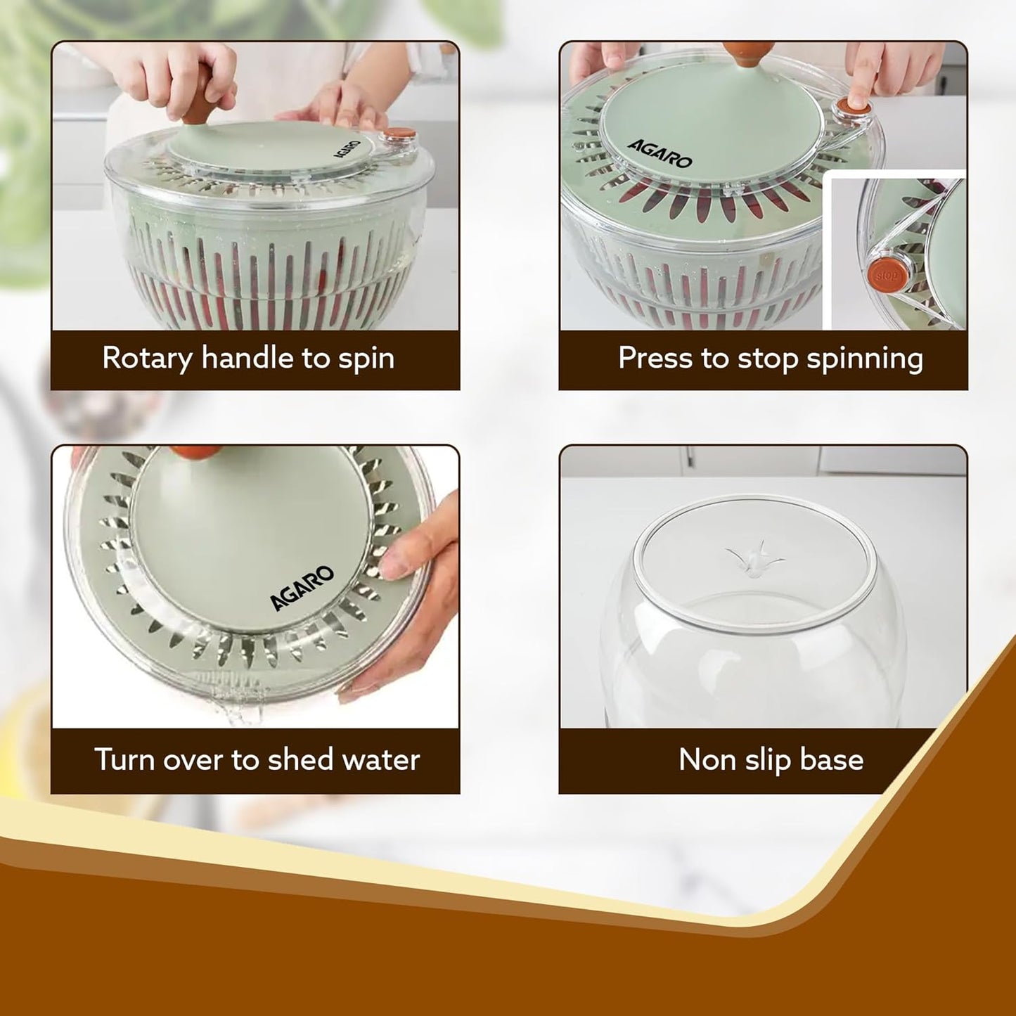 AGARO Elite Salad Spinner 5L | Vegetable Cleaner & Dryer | Removes Excess Water & Pesticides | BPA Free Food-Grade Plastic 🥗✨AGARO Elite Salad Spinner 5L | Vegetable Cleaner & Dryer | Removes Excess Water & Pesticides | BPA Free Food-Grade Plastic 🥗✨