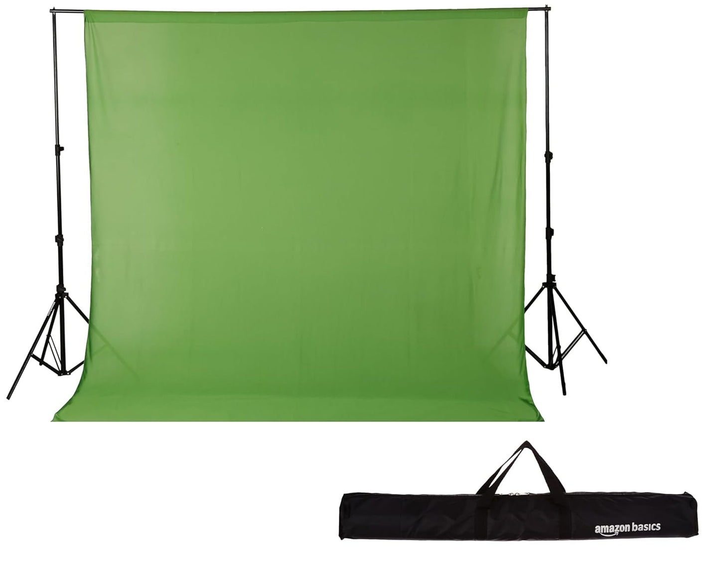 Amazon Basics 9x9 Feet Studio Background Stand Kit with Green Screen Backdrop | Adjustable Photography & Videography Kit
