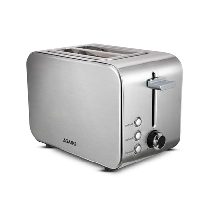 AGARO GRAND 2 Slice Stainless Steel Pop-Up Toaster – 850W Bread Toaster with Reheat, Defrost & Cancel Functions, Variable Browning Control & Removable Crumb Tray for Perfect Breakfast Toasts