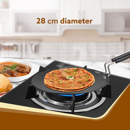 AGARO Elite 28 cm Hard Anodised Tawa | 4mm Thick Base | Gas & Induction Compatible | Roti, Chapati & Paratha Tawa | Durable Riveted Handle