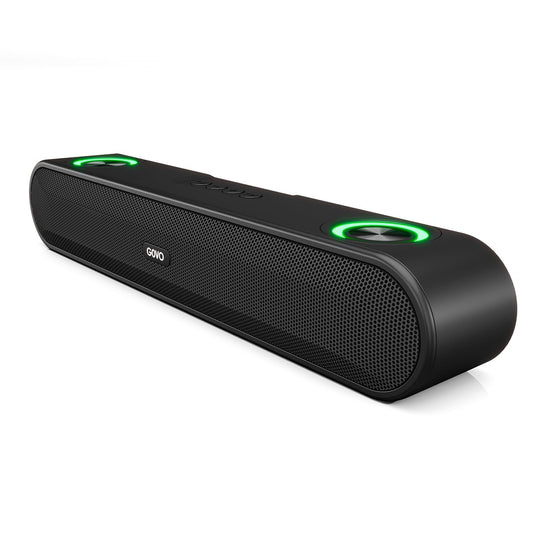 GOVO GoSurround 220 16W Bluetooth Soundbar | 2.0 Channel Wireless Speaker with 52mm Drivers, 2000mAh Battery, TWS, Bluetooth, AUX & USB | RGB LED Lights | FREE Headphones Worth ₹999 + FREE Delivery