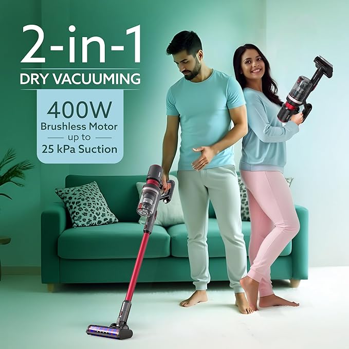AGARO Supreme Cordless Vacuum Cleaner | 400W Brushless Motor | 25kPa Suction | 2-in-1 Stick & Handheld Vacuum