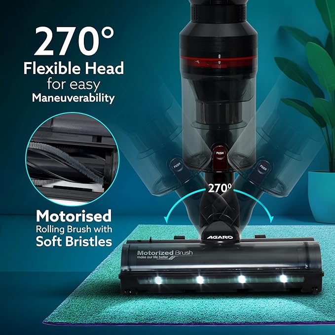 AGARO Imperial Cordless Vacuum Cleaner | 500W Brushless Motor | 28kPa Suction Power | 2-in-1 Stick & Handheld Vacuum