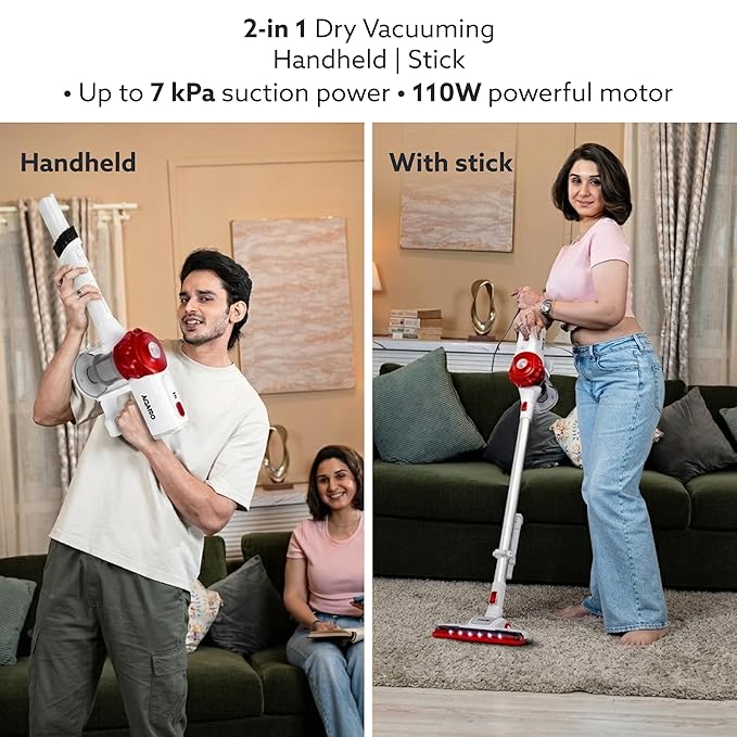 AGARO Regency Cordless Vacuum Cleaner | 7kPa Suction Power | Rechargeable Stick Vacuum for Home