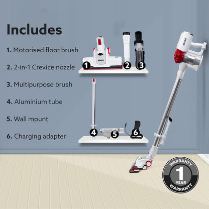 AGARO Regency Cordless Vacuum Cleaner | 7kPa Suction Power | Rechargeable Stick Vacuum for Home