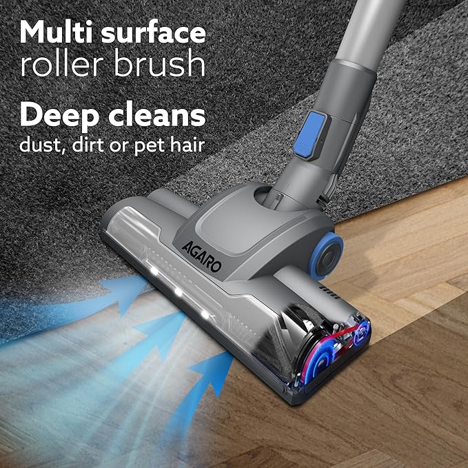 AGARO Elegant Stick Vacuum Cleaner | 9kPa Suction Power | Rechargeable Cordless Vacuum for Home & Office