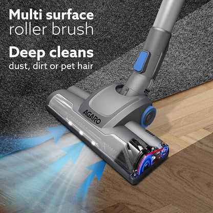 AGARO Elegant Stick Vacuum Cleaner | 9kPa Suction Power | Rechargeable Cordless Vacuum for Home & Office