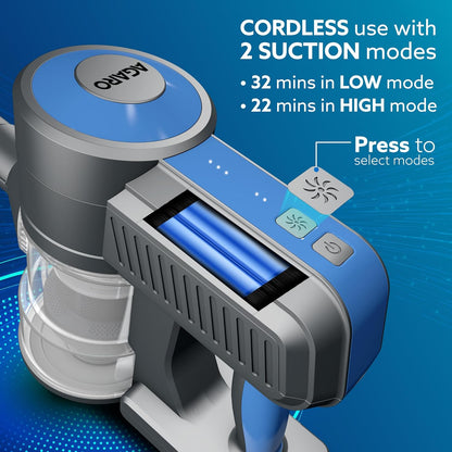 AGARO Elegant Stick Vacuum Cleaner | 9kPa Suction Power | Rechargeable Cordless Vacuum for Home & Office
